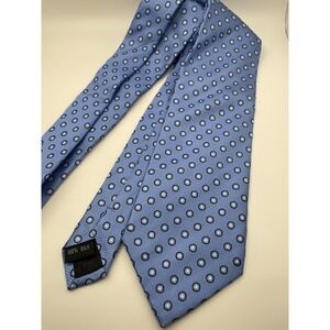 Zianetti Italian Silk Collection Mens Blue Geometric Pattern Necktie